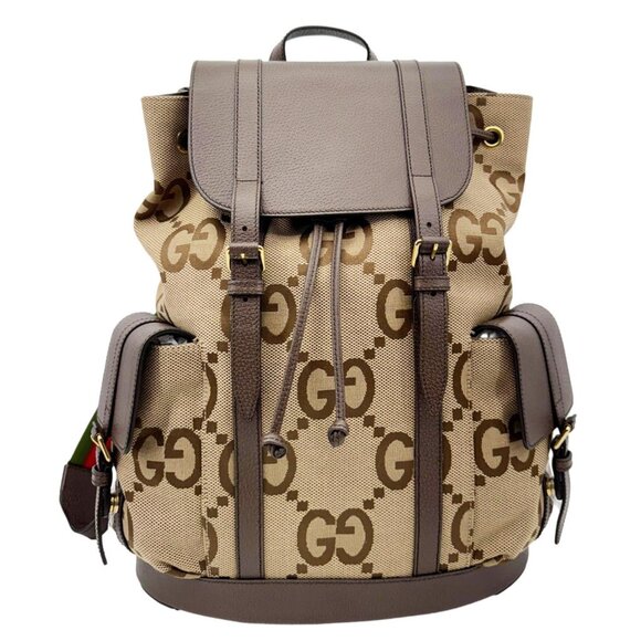 Gucci  Monogram Jumbo GG Canvas Backpack Brown 678829 - Picture 1 of 16